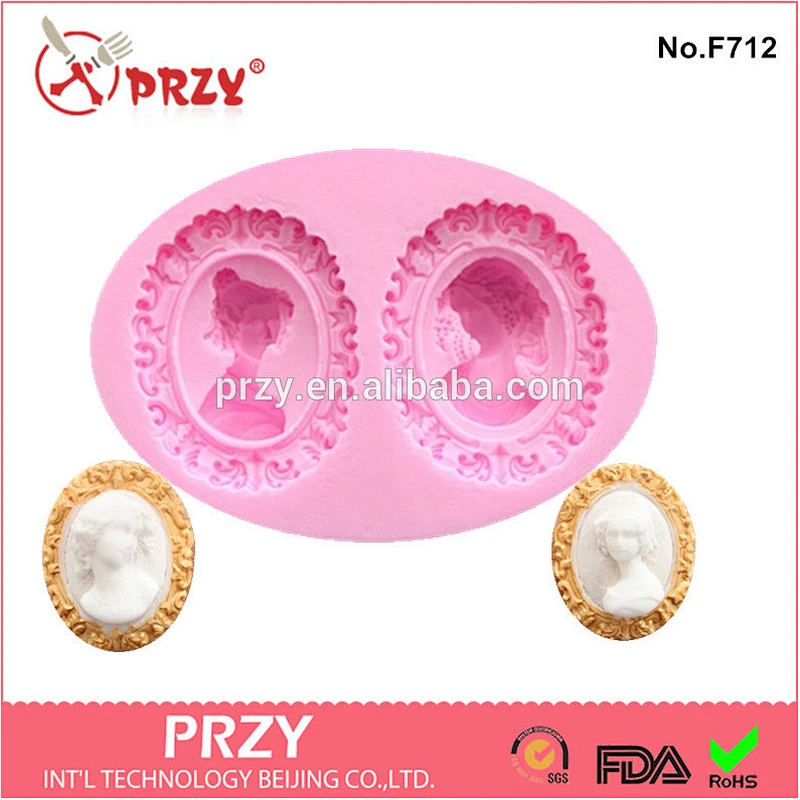Lady head lady face silicone mold for fondant