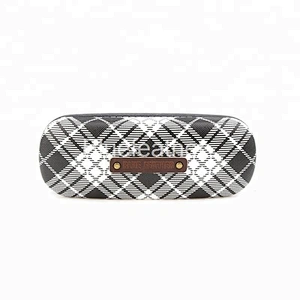 Pu Leather Hard Optical Case with Black and White Plaid Pattern for Business Men