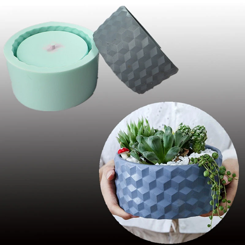 Nordic cement storage tray decoration silica gel resin cylindrical geometry large flowerpot silicone mold Concrete