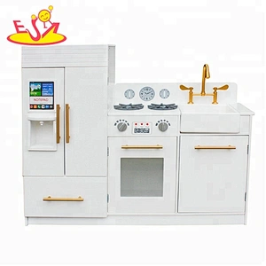 New arrival pretend play white wooden large toy kitchen for kids W10C370E