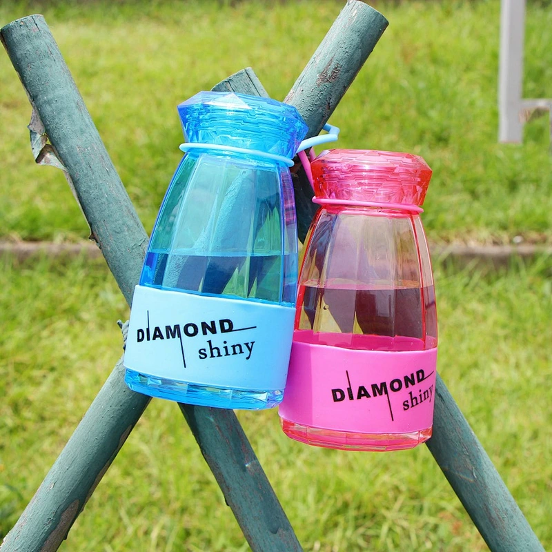 2018 Sport Style Plastic Diamond PP Mug with Plastic Lid +Silica Handle for Home and Outside