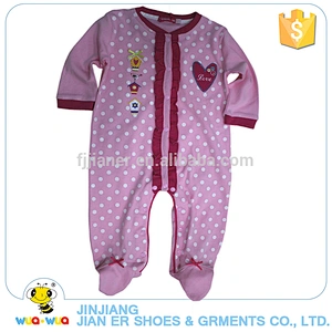 Newest product wave point design newborn baby girls long sleeve winter romper
