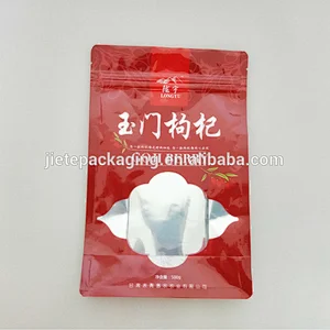 Customized LDPE plastic bag with transparent window for wolfberry snack,food,flour