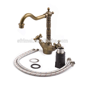 Bathroom Hot Cold Dual Handle Antique Bronze Water Faucet Mixer Tap