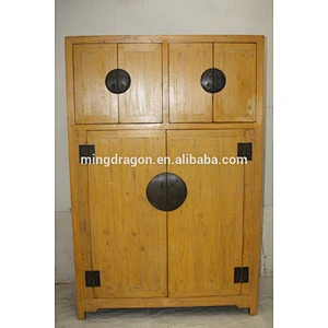 chinese antique solid wood distressed kitchen cabinet