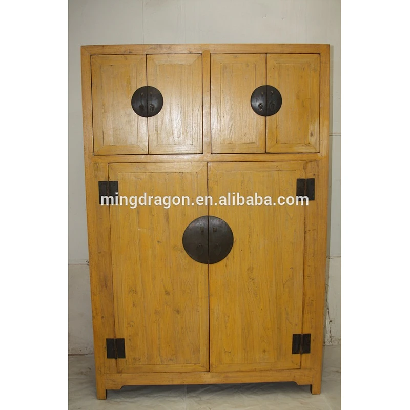 chinese antique solid wood distressed kitchen cabinet