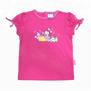 New design beautiful round collar short sleeve kids girl t-shirt