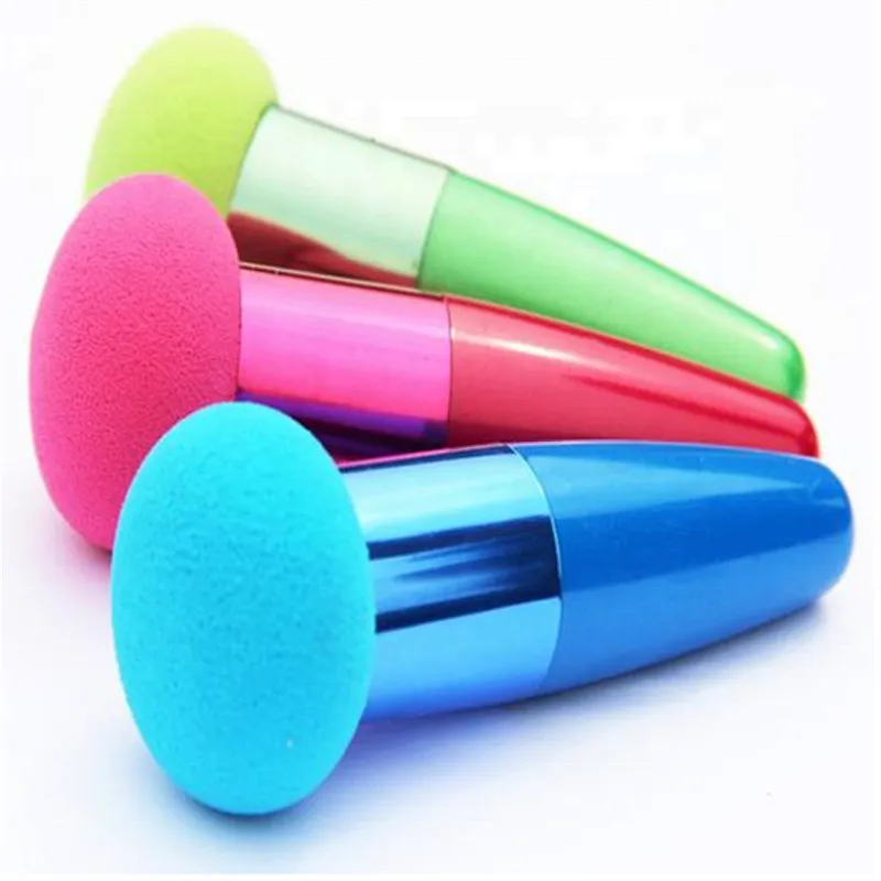 Best selling foundation cosmetic powder puff with metal handle flawless smooth makeup sponge blender