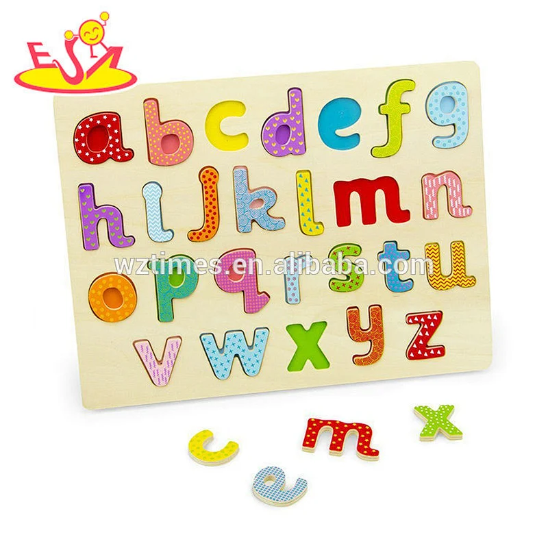 2018 Cheapest kids educational letter puzzle wooden english teaching toys for preschool W14B096