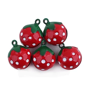 Mini Red Strawberry Shaped Decorative Round Bell for Dog Cat Pet