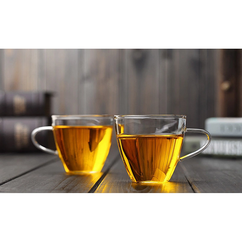 Clear glass cup with ear handle 150ml small moq for teapot