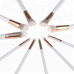 10pcs Makeup Brush Set With Rhombus Diamond Silicon Sponge Powder Puff