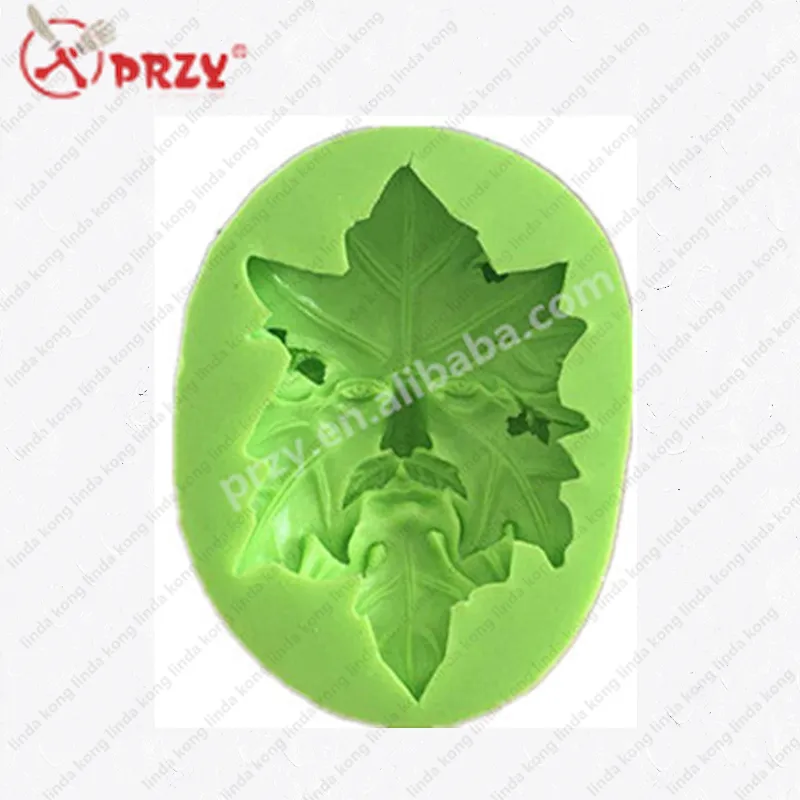 PRZY 3D Leaves soap Mold silicone man Face shaped green leaf Silicone soap molds