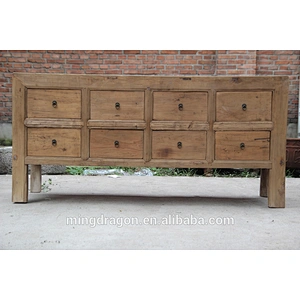 Antique natural solid wood drawers cabinet
