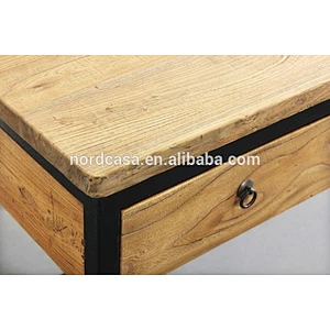 Antique Industrial Iron Natural Console Table
