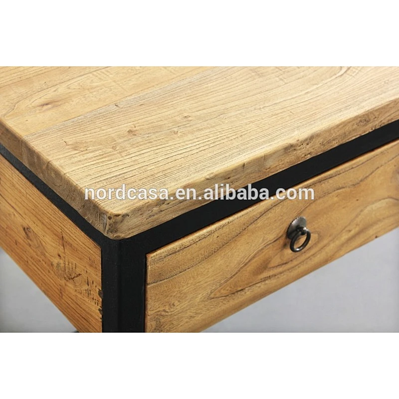 Antique Industrial Iron Natural Console Table