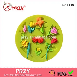 Resin flower fondant silicone mold cake decorating