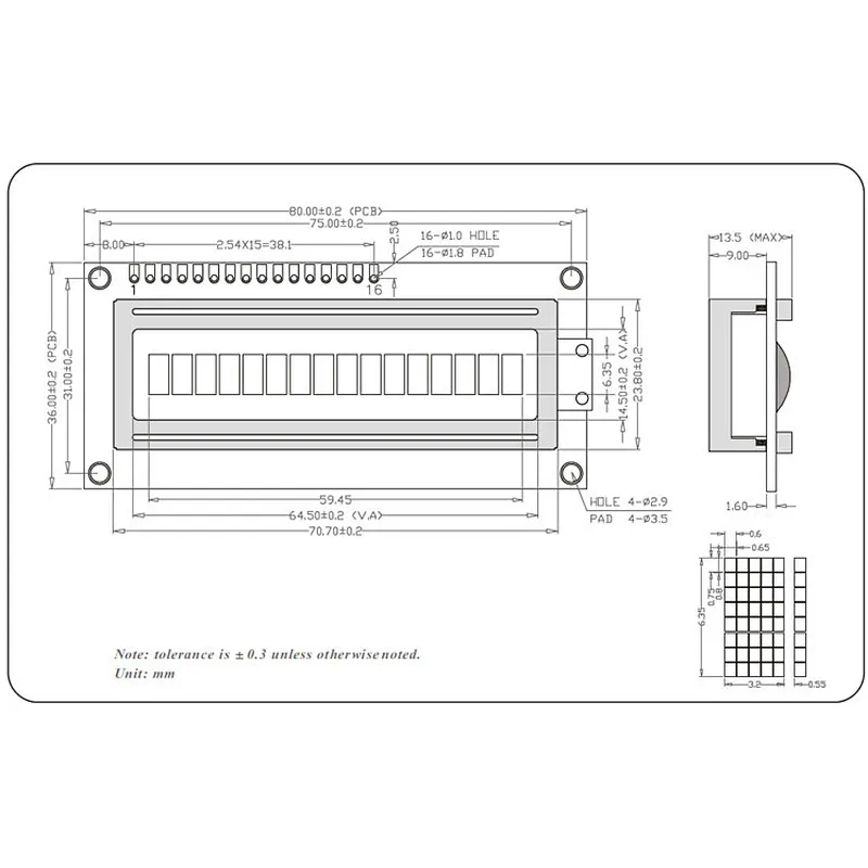 16x1 1601 161 Colour Monochrome Panel STN LCD Module Display