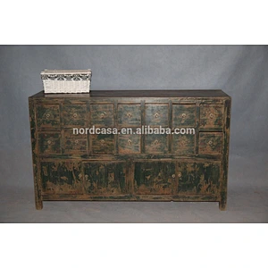 antique chinese medicine furniture recycle wood black cabinet with many drawer