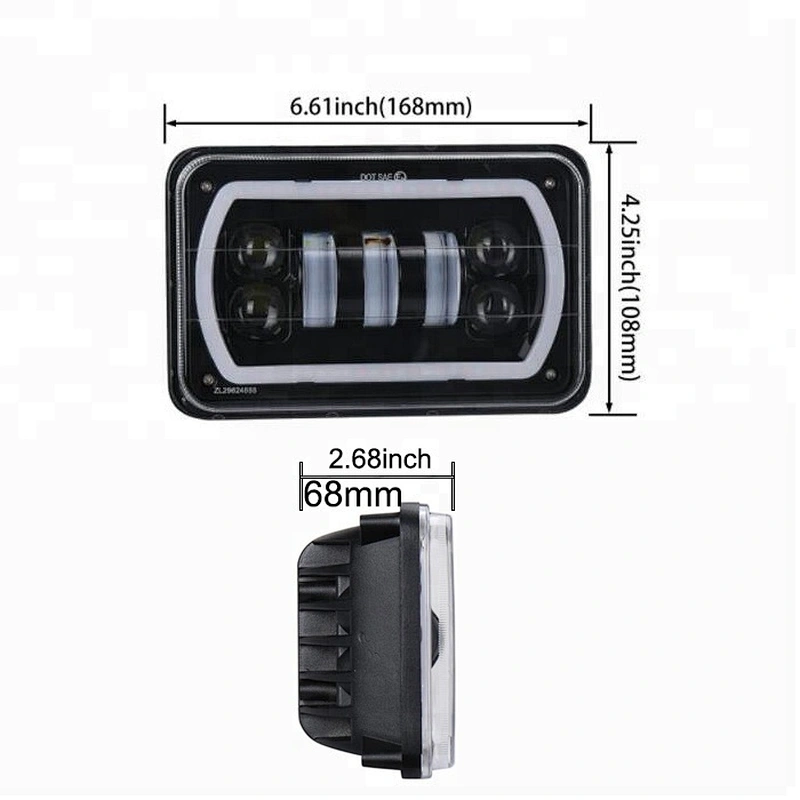 Lightech 4x6 5inch Jeep wrangler led lights DRL High Low Halo Ring headlight