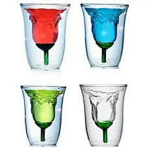 rose flower beer glass mug transparent double wall wine cup beer coffee mug bar beach drink ware for friend birthday gift