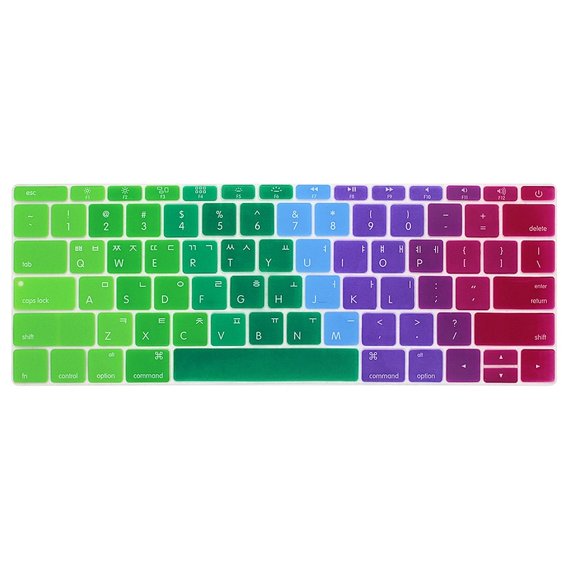 Korean rainbow keyboard cover custom silicone keyboard skin silicone keyboard protective fim cover for macbook 12 inch