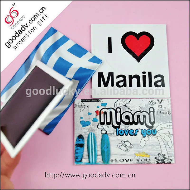 Promotional metal country souvenir custom tin fridge magnets sticker