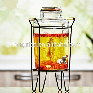 hot sale 8L glass beverage dispenser with stander and lid