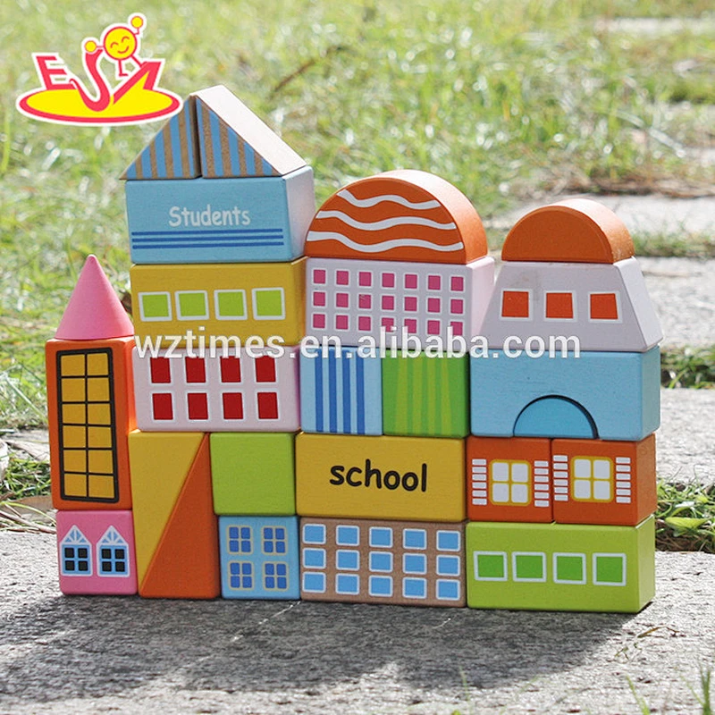 2018 New design 25 pieces children wooden building blocks for kids educational wooden building blocks for kids W13A122