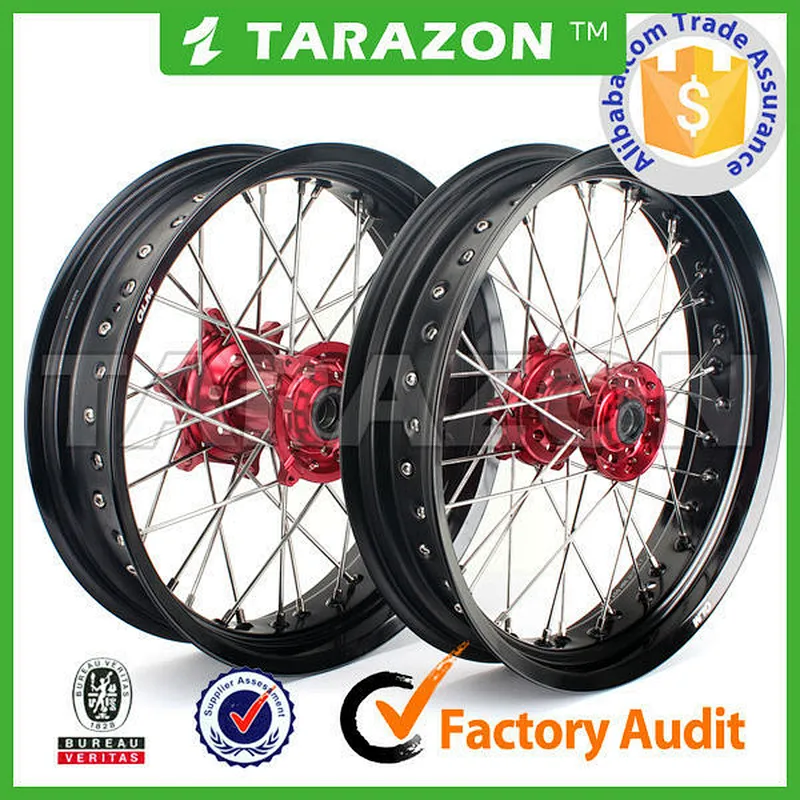 Motorcycle 17 inch CNC aluminum supermoto spoke wheels suit for Honda