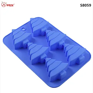 6 cavity Silicone Jelly mold Christmas Tree Shape Cake Mould 3D silicone Christmas Soap Molds