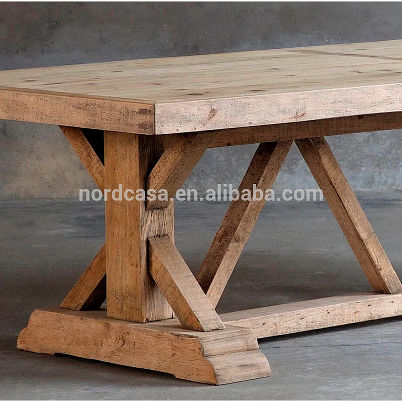 Antique Rustic Style Solid Wood Dining Table Old Elm Handmade Elegant Dining Table
