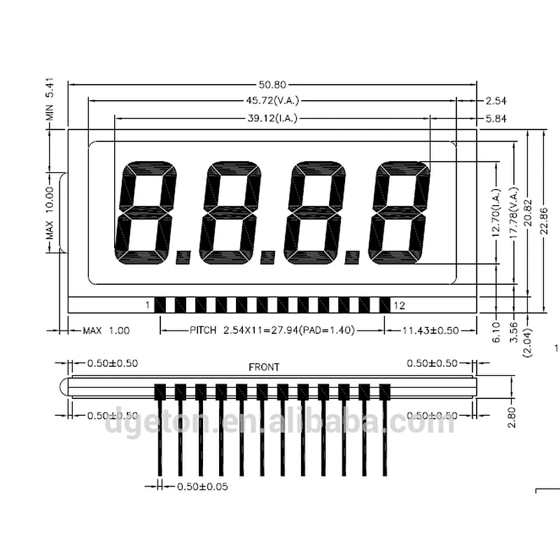 4 Digit 7segment LCD Display Tn Type