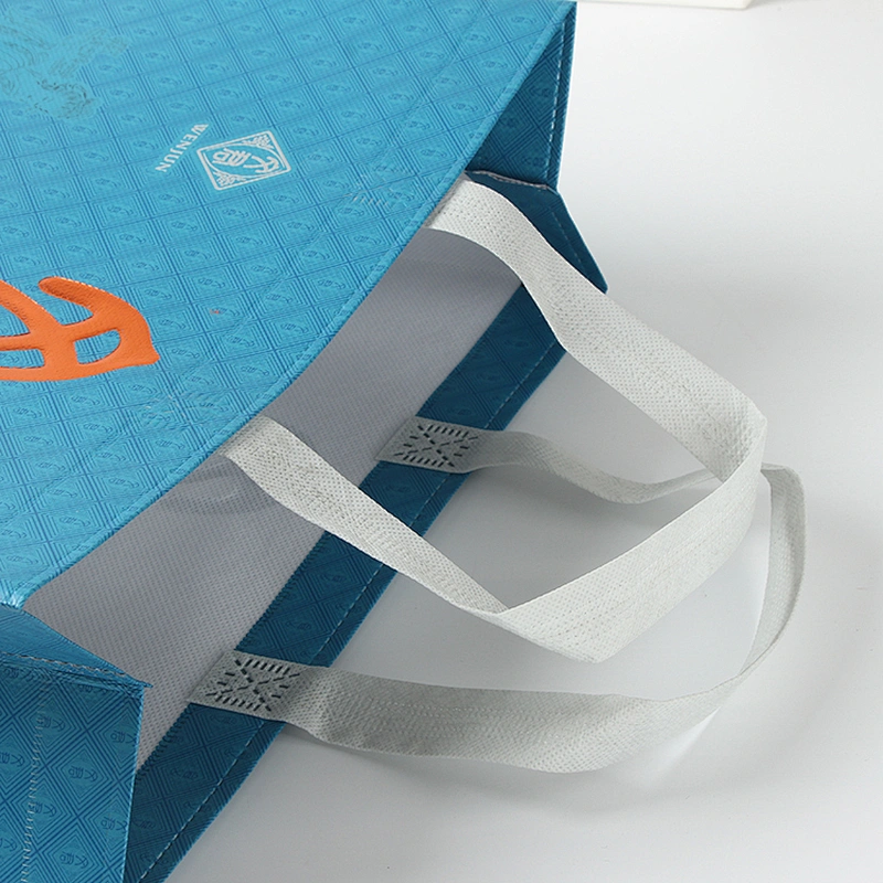 Blue supermarket non-woven fabric cloth standard size shopping bag