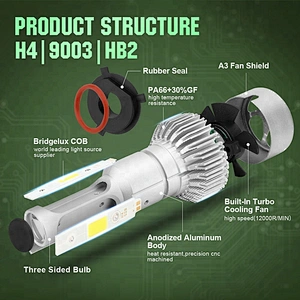 Lightech 12V 8000Lm COB LED Bulb S2 9004 9007 H13 HB2 9008 Mini High Low H4 Headlights kit