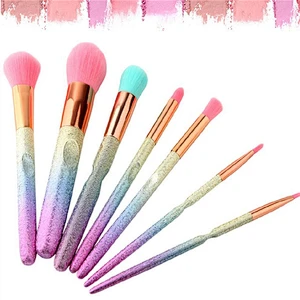 Customized Logo Glitter Colorful 7pcs Makeup Brush Set With High Quality For Beauty