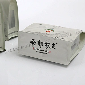 Food grade zipper flat bottom kraft paper grain,nuts bags with transparent window