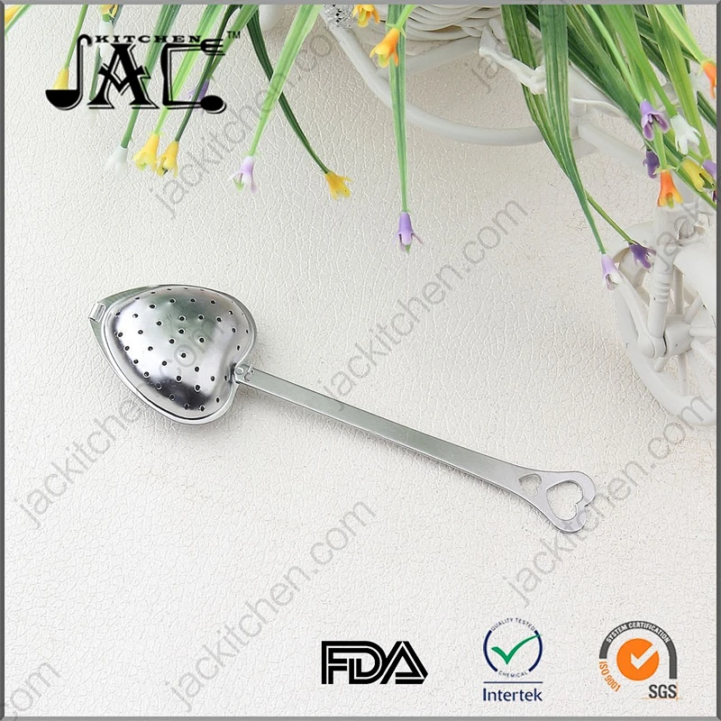 Tea Filter Long Grip Heart Shaped Tea Strainer