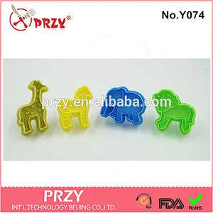 Eco-friendly Y074 animal shape plastic fondant molds set