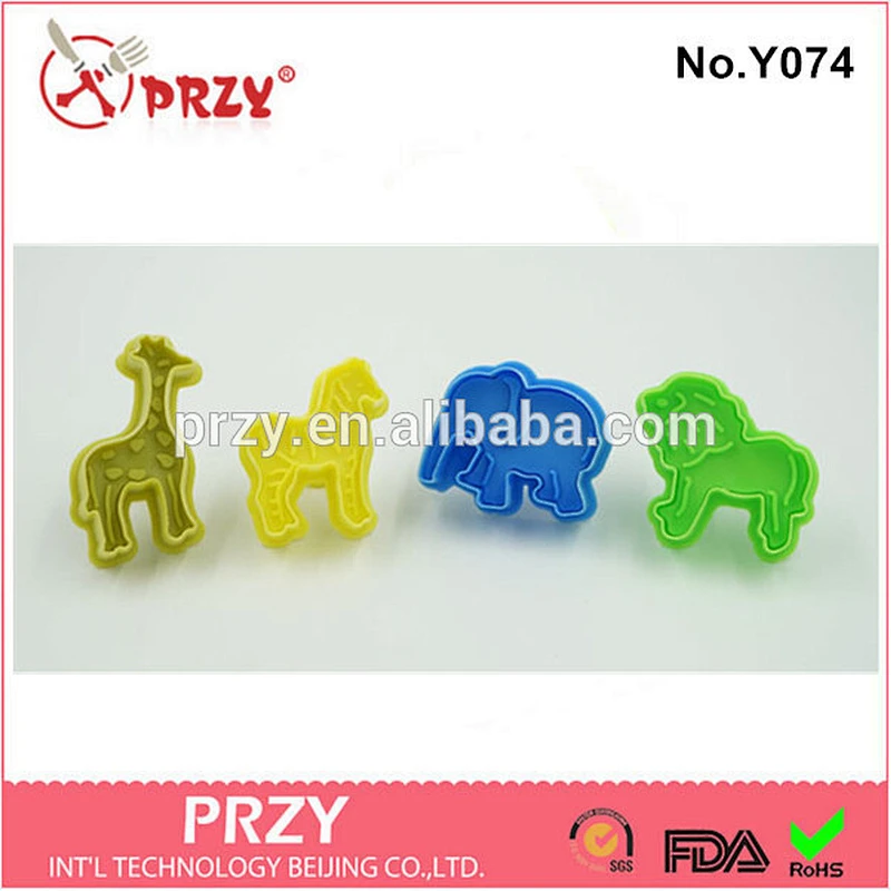 Eco-friendly Y074 animal shape plastic fondant molds set