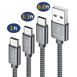Fast Charge Nylon Braided Type-C USB USB-C Mini Charger  USB Type C Data plastic Cable For Samsung