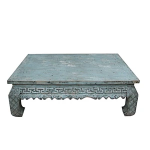 Chinese antique carved green low tea/coffee table wholesale furniture