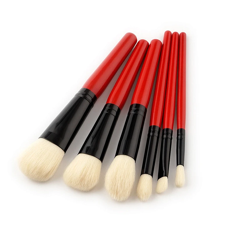 6pcs Wood Red Handle maquiagem Make Up Brushes Set Professional Nature Bristle Brushes Beauty Essentials Beauty Cosmetics