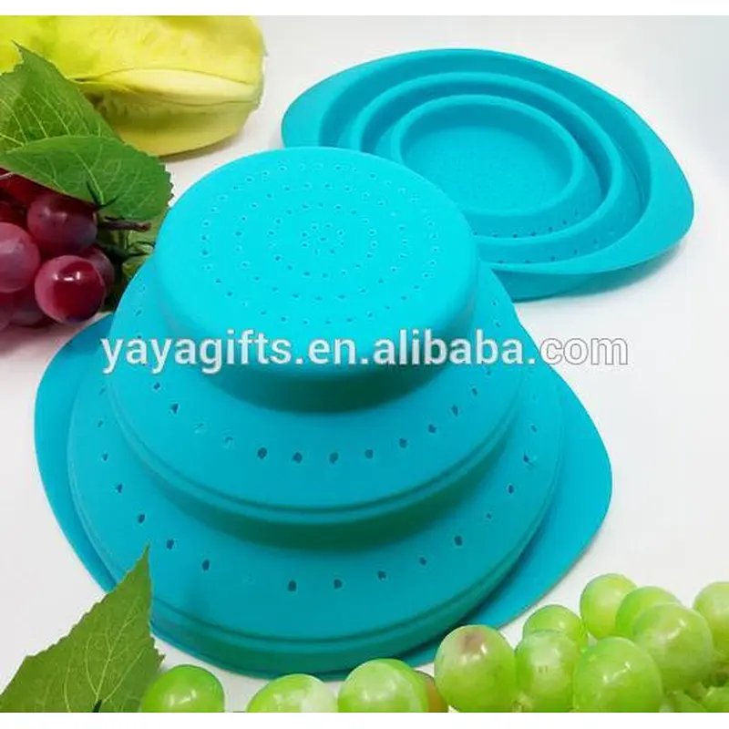 Collapsible Silicone Sieve Water Colander Strainer Vegetable Basket