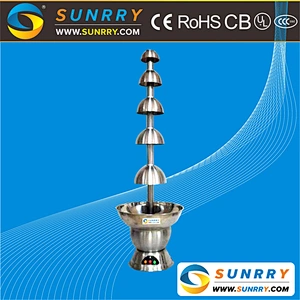Chocolate fountain prices with 5 layers and stainless steel 304 base chocolate fountain machine in China (SUNRRY SY-CL5)