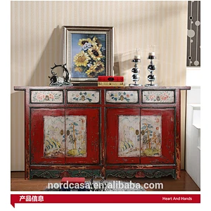 Chinese Antique Style Hand Painted Storage Cabinet