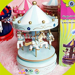 wholesale baby wooden merry go round music box best sale kids wooden merry go round music box W02A037