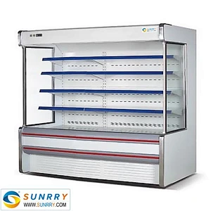 Supermarket fruits vegetables display refrigerator and freezer case