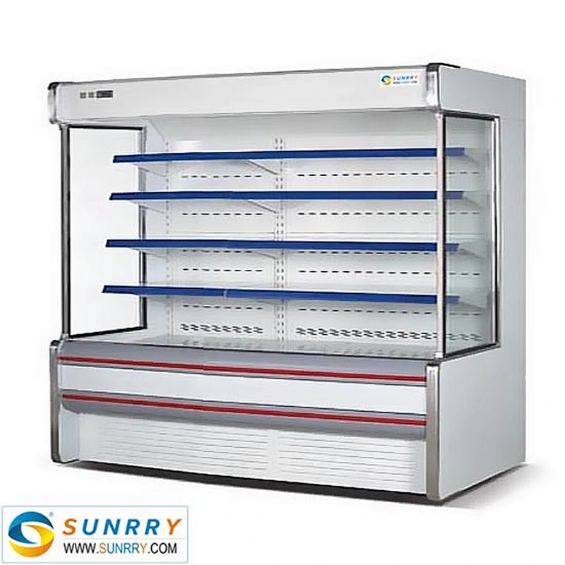 Supermarket fruits vegetables display refrigerator and freezer case