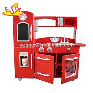 2018 Großhandel Kinder Spielzeug Holzspielzeug Küche Spielset in roter Farbe W10C365
